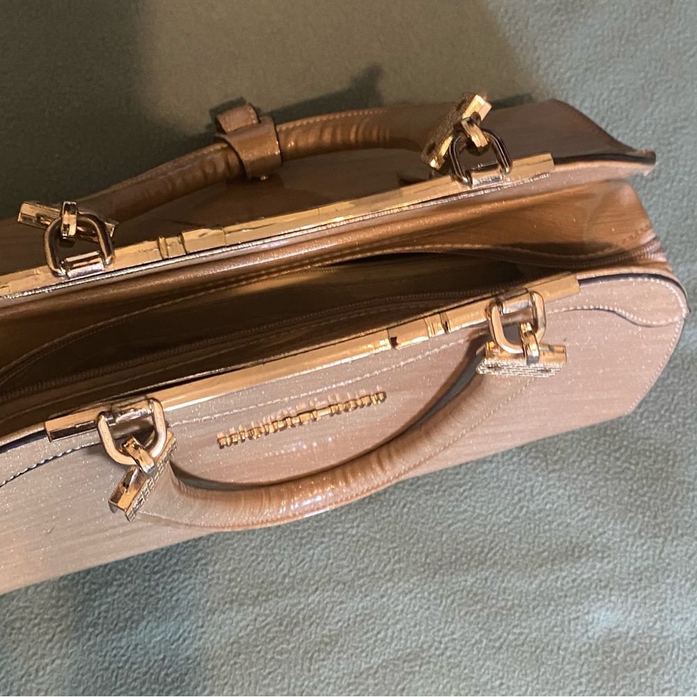 Michael Kors Metallic Gold purse with Dual Top Handles - Picture 6 of 9
